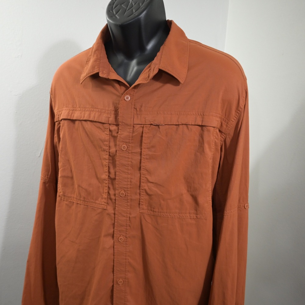 REI Co-op Vented Fishing Shirt Mens XL Regular Burnt Orange Vented Nylon Blend